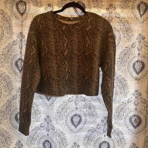 Zara Neutral‎ Snakeskin Crop Top Size Small